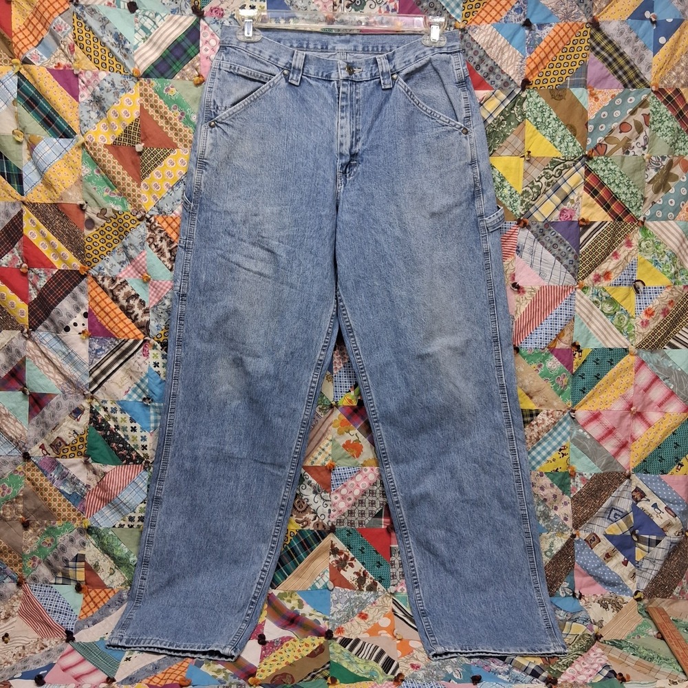 Y2K Lee Dungarees Cant Bust Em Carpenter Jeans Mens 32x34 90s Relaxed Stone Wash